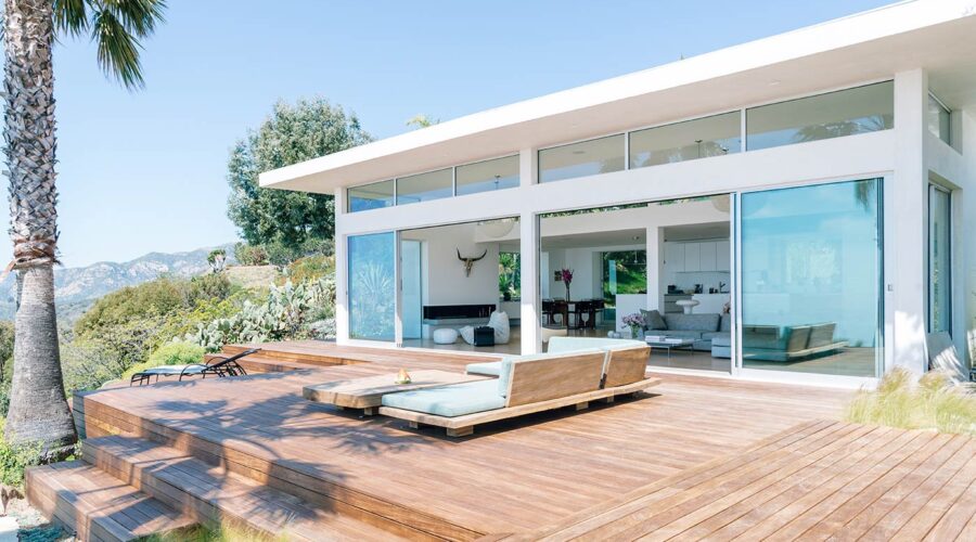 outdoor living space with deck and sitting area